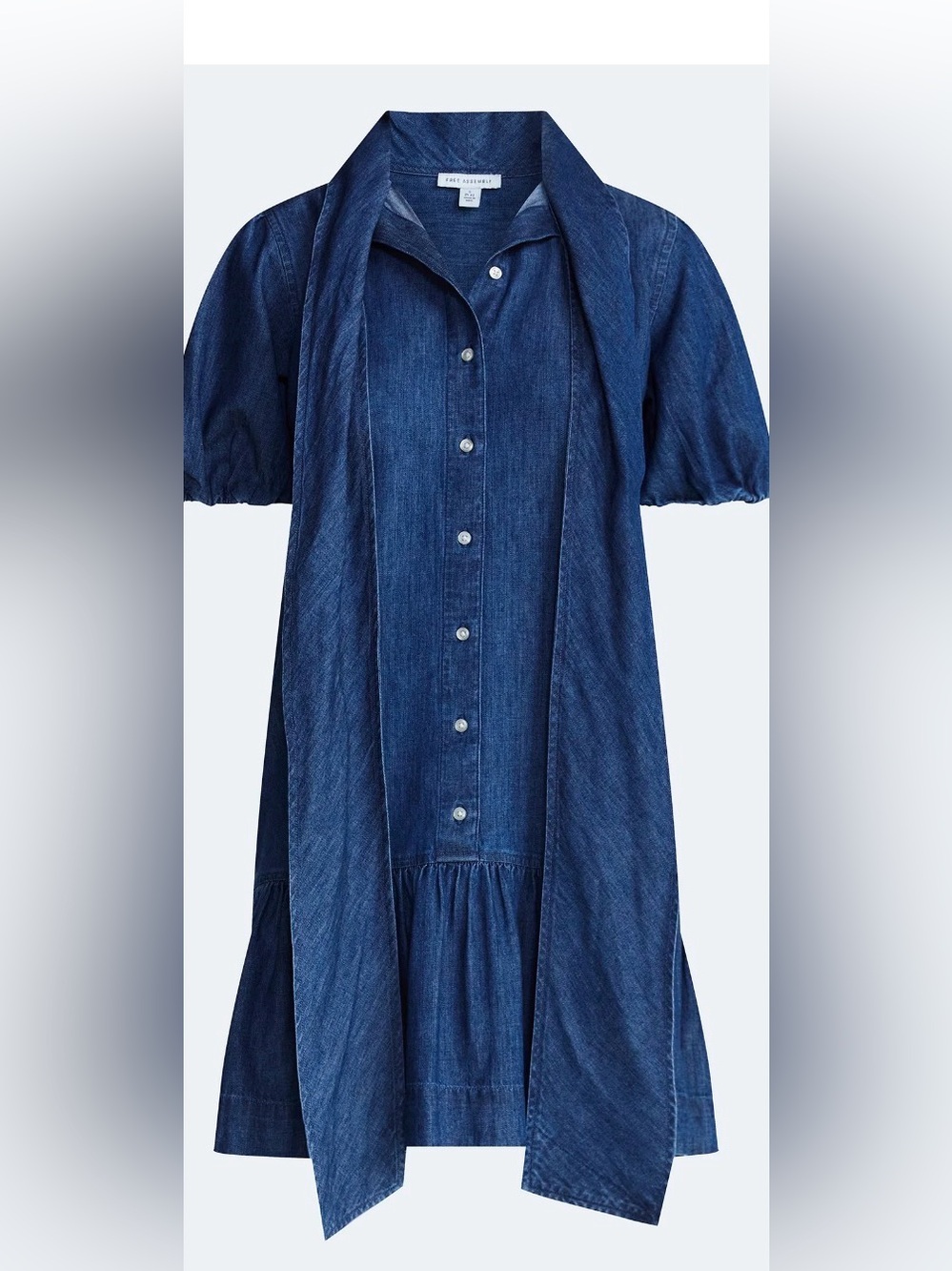 NWT Free Assembly Women's Tie Neck Denim Dress, Sizes XXlDenim Bow-Tie Midi - Picture 4 of 8